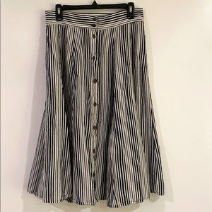 Striped Midi Skirt with Buttons
